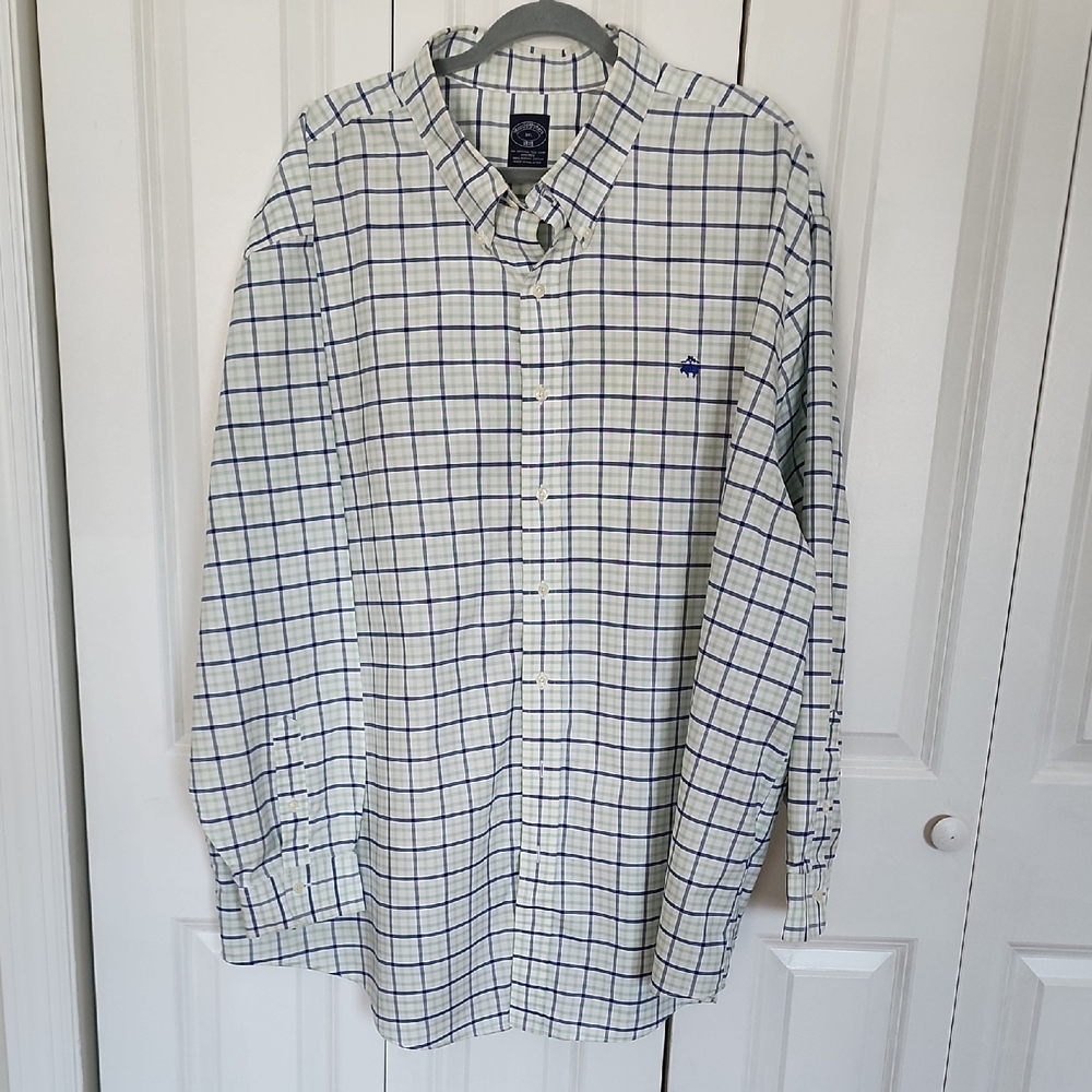Brooks Brothers White and Blue Plaid Shirt